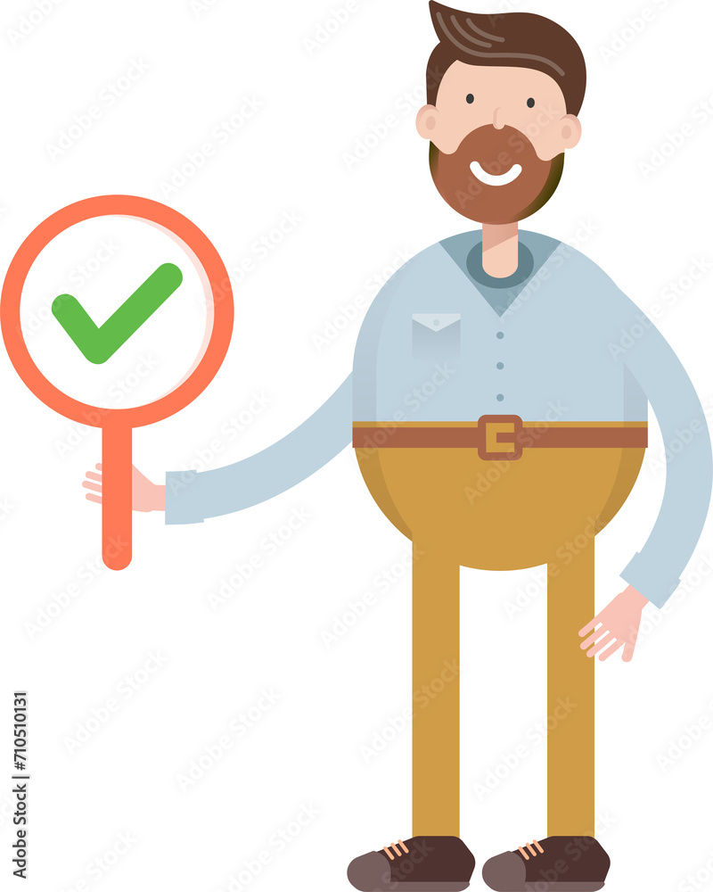 Beard Man Character and Check Mark
Beard Man Character and Check Mark