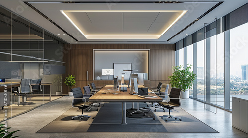Modern and luxury offices art technology, including integrated audio-visual systems, automated lighting, and climate control © Fatima