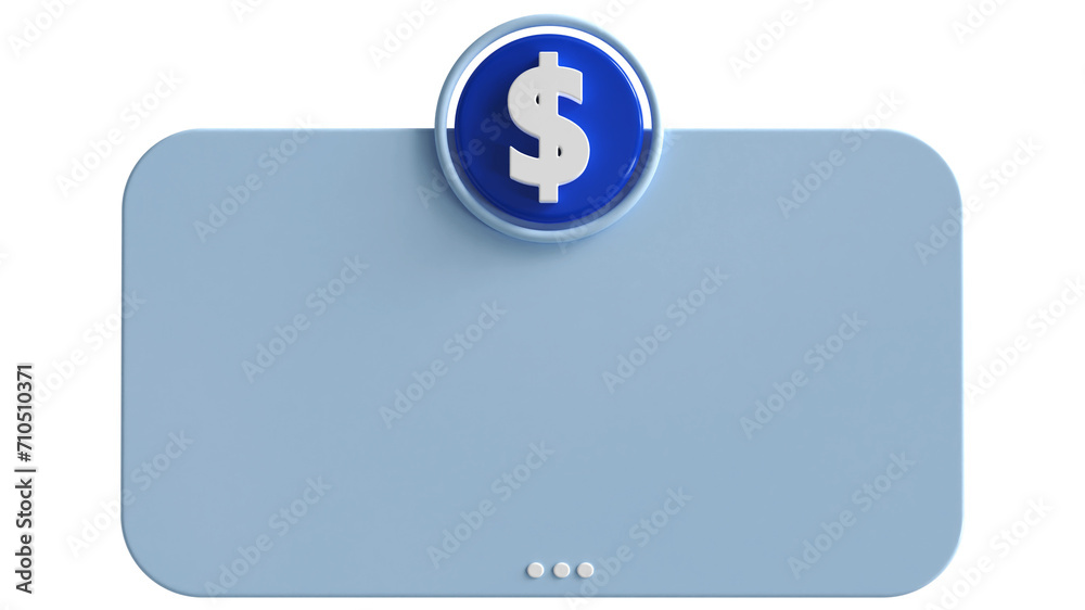 3d Dollar blue with text box empty 3d render 3d Dollar blue with text box empty 3d render