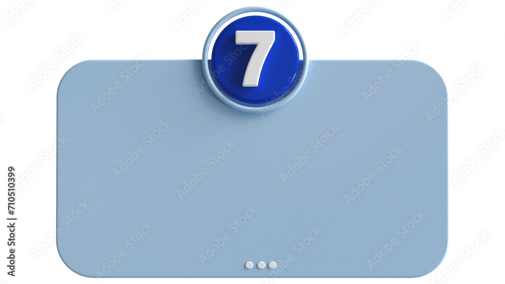 3d number 7 blue with text box empty 3d render 3d number 7 blue with text box empty 3d render
