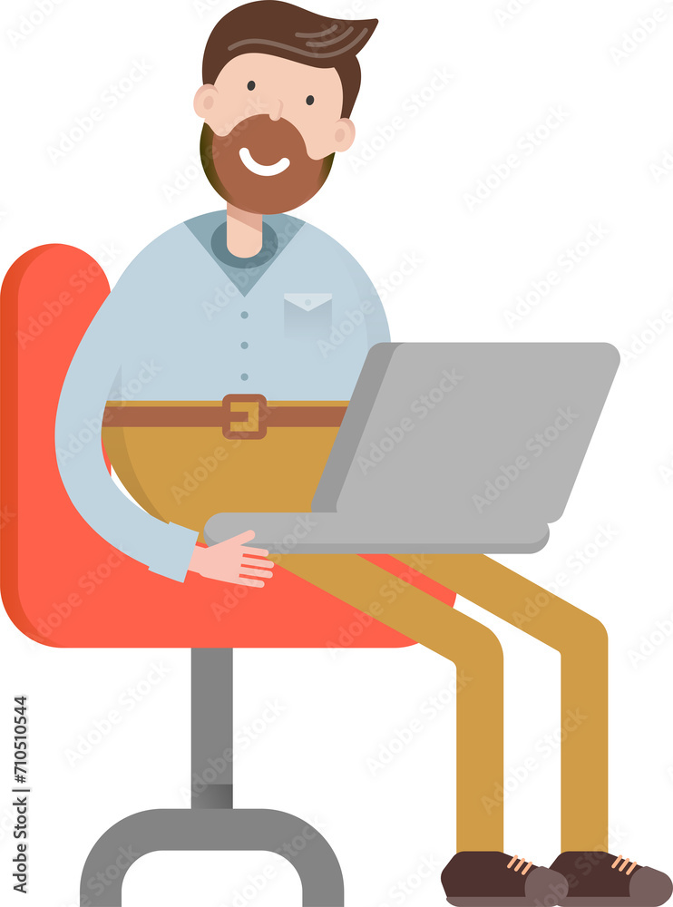 Beard Man Character Working on Laptop
Beard Man Character Working on Laptop