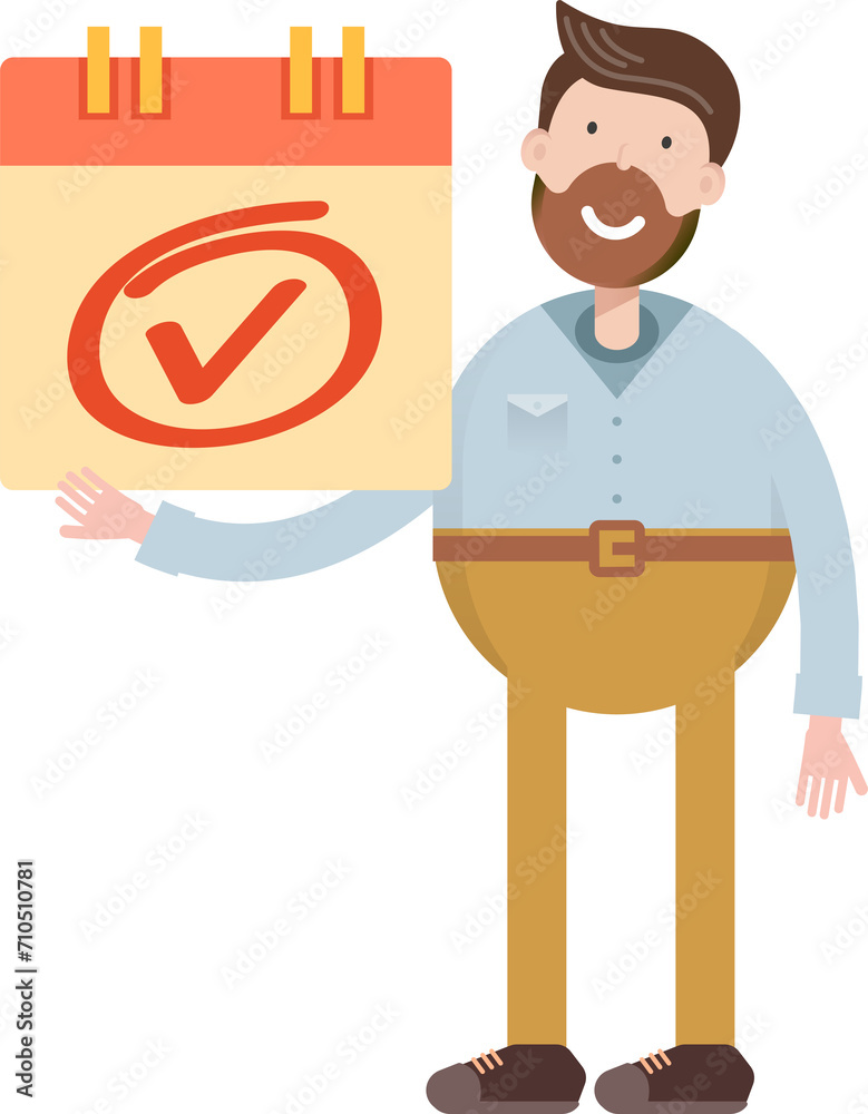 Beard Man Character and Check Mark Sign
Beard Man Character and Check Mark Sign