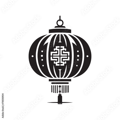 Lunar Glow Illuminated: Timeless Chinese Lanterns Silhouette Stock Images Tailored for Chinese New Year - Chinese New Year Silhouette - Chinese Lanterns Vector Stock 