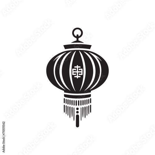 Tranquil Traditions Displayed: Unveiling the Aesthetic Charms of Chinese Lanterns Silhouette Stock Art - Chinese New Year Silhouette - Chinese Lanterns Vector Stock 