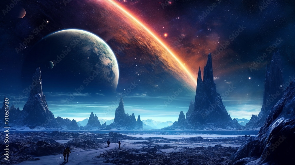 Fototapeta premium mountain alien landscape of another planet