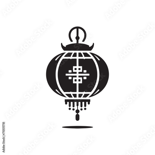 Tranquil Illumination Displayed: Unveiling the Aesthetic Charms of Chinese Lanterns Silhouette Stock Art - Chinese New Year Silhouette - Chinese Lanterns Vector Stock 