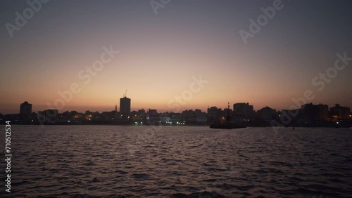View of Gaza City from the harbor at dawn