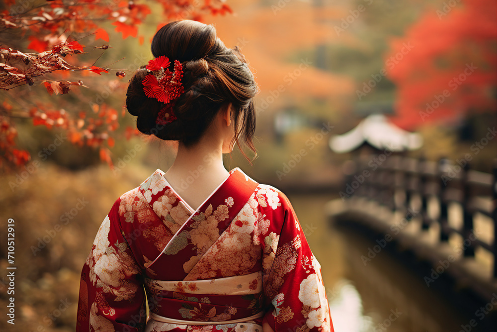 Portrait of charming adorable cute chinese girl in kimono made with generative AI Portrait of charming adorable cute chinese girl in kimono made with generative AI