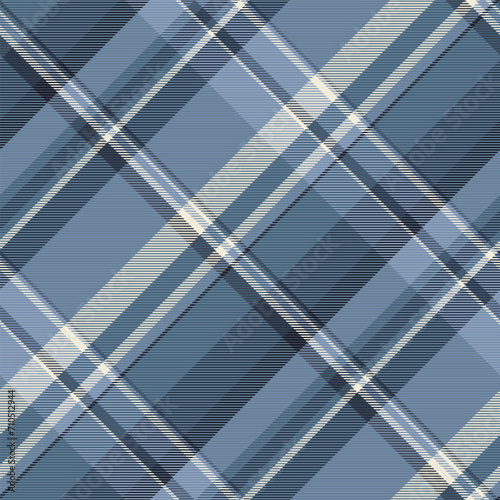 Gift card texture plaid pattern, french textile check background. Rectangle tartan vector fabric seamless in cyan and blue colors.