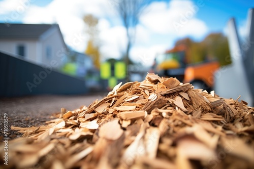 pile of wood chips for bioenergy production