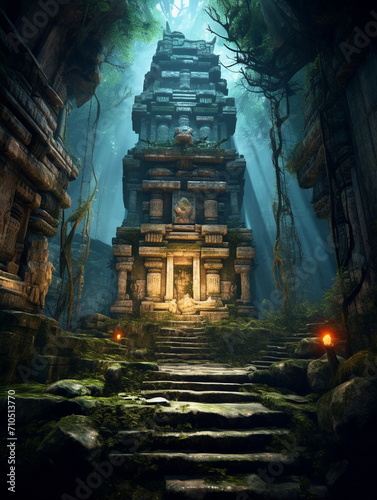 ancient mexican abandoned temple in the jungle