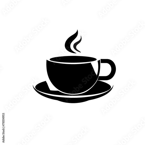 a black and white logo of a cup and saucer