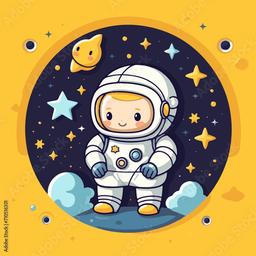 illustration of a cute astronaut amidst the stars
