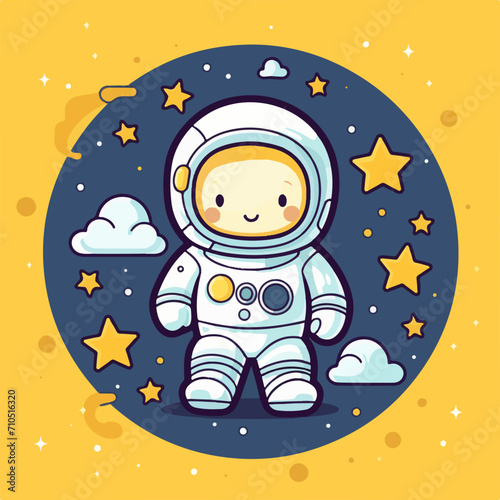 illustration of a cute astronaut amidst the stars