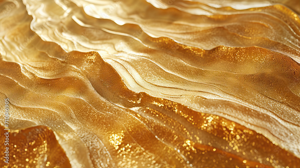 Texture of waves of liquid gold paint
Texture of waves of liquid gold paint