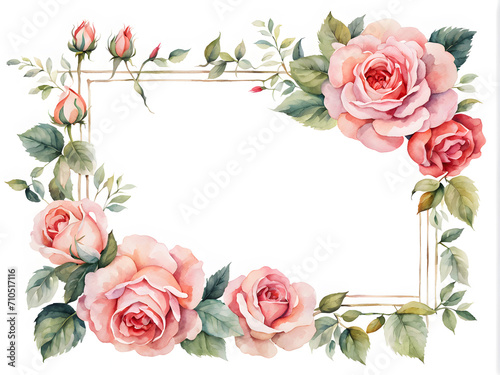 watercolor-illustration-of-rose-floral-frame-in-minimalist-styleno-background-watercolor-trending