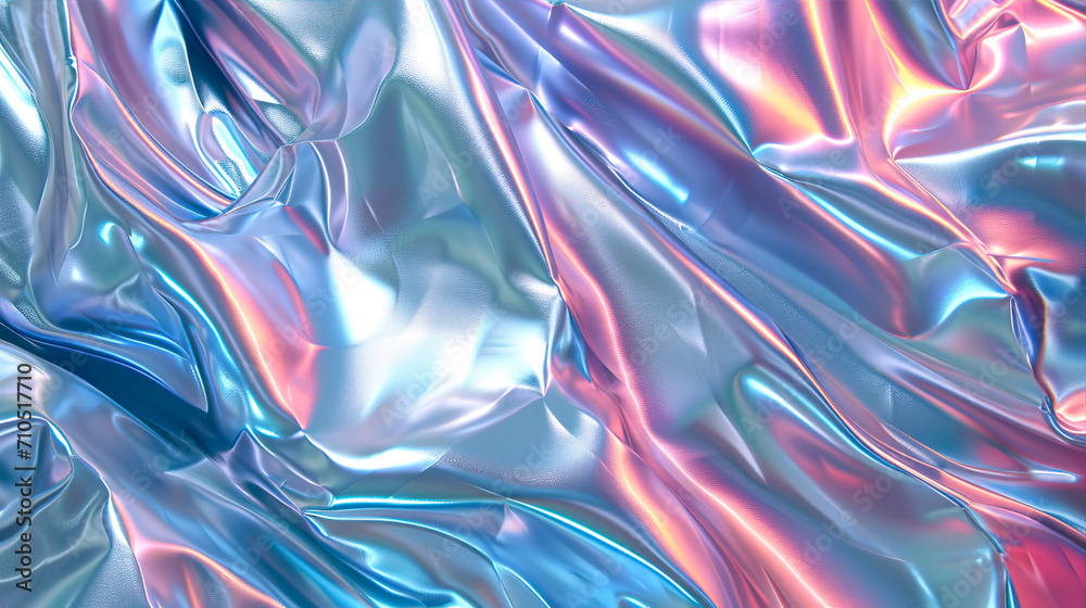 Obraz premium Beautiful abstract background. Folds of holographic paper close-up 