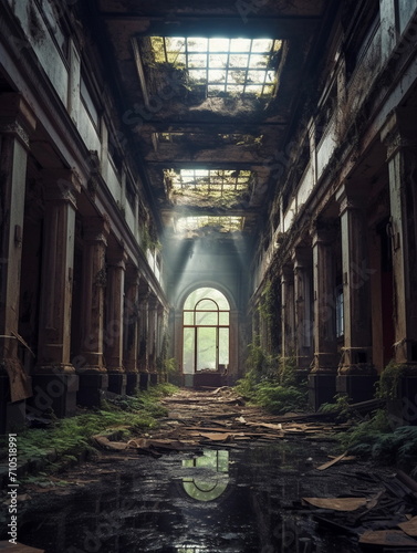 abandoned city building  post-apocalypse