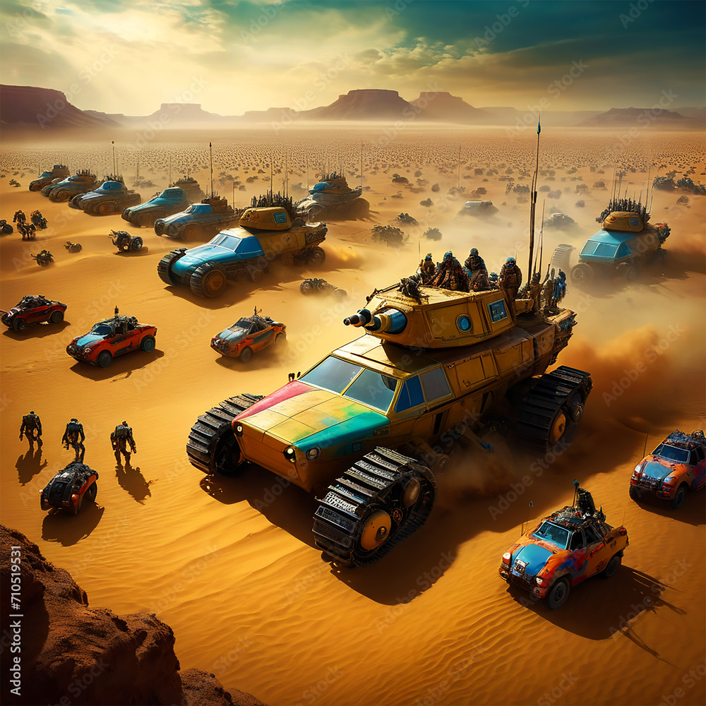 vehicle in the desert War Battlefield Soldiers Battle in the