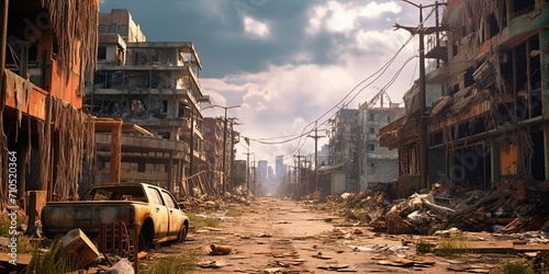 abandoned, destroyed city