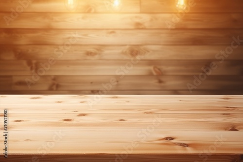 Wooden table with grain texture on light background.