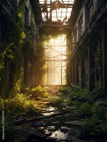 abandoned city overgrown with jungle