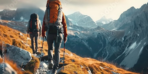 Winter wanderlust. Adventurous person embracing thrill of hiking in snow surrounded by majestic nature conveying essence of travel exploration and outdoor excitement