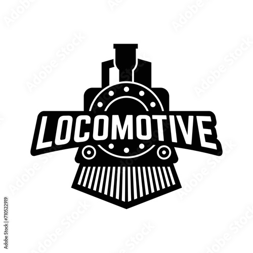 Old Locomotive Train Machine Logo Design Vector