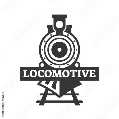 Old Locomotive Train Machine Logo Design Vector