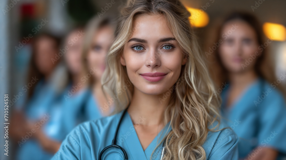 on the lookout for health: an international team of professional doctors stand together and look into the camera on the lookout for health: an international team of professional doctors stand together and look into the camera
