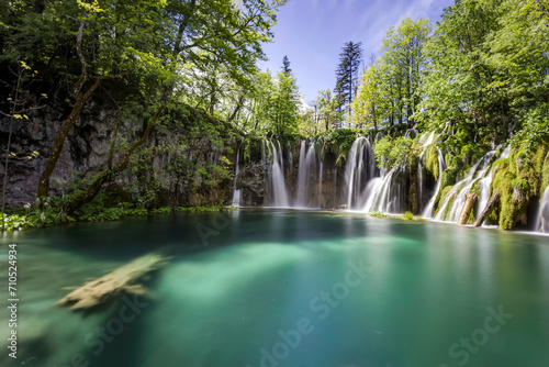 View of Plitvice national park waterfalls in Croatia. photo