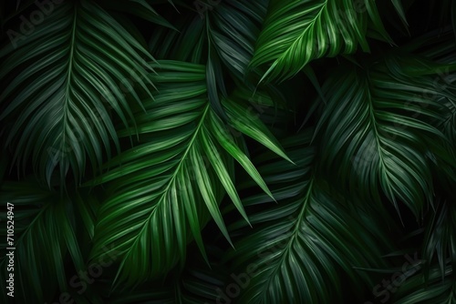 Closeup tropical leaf on dark background