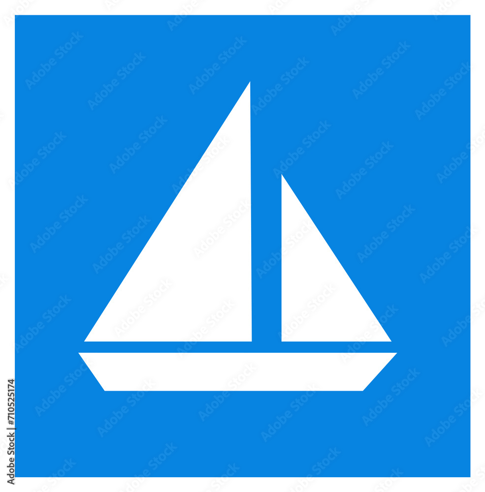 Panneau code de la navigation en eaux intérieures: Zone pour pour bateau à voile	