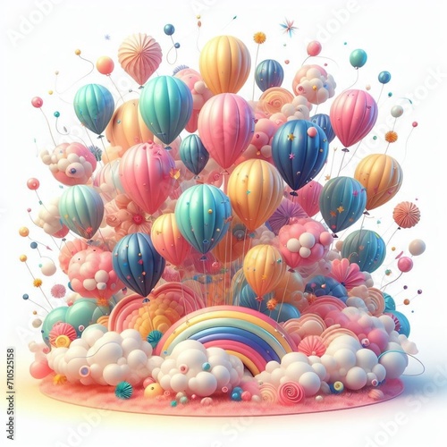 illustration showcasing a colorful balloons banner, adding a touch of celebration and cheer to your designs with its vibrant and modern aesthetic