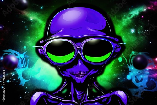 cute funky alien cartoon illustration © Izanbar MagicAI Art