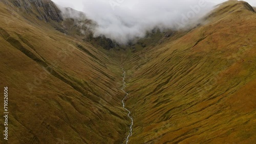 Highlands at Loch Cluanie Scotland Aerial view photo