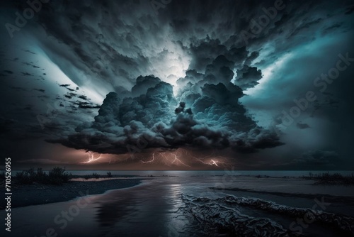 Apocalyptic Atmosphere: A Breathtaking View of Storm Clouds Gathering, Signaling Nature's Majestic Power. 