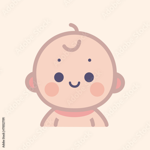 Cute simple flat  style baby face, vector illustration