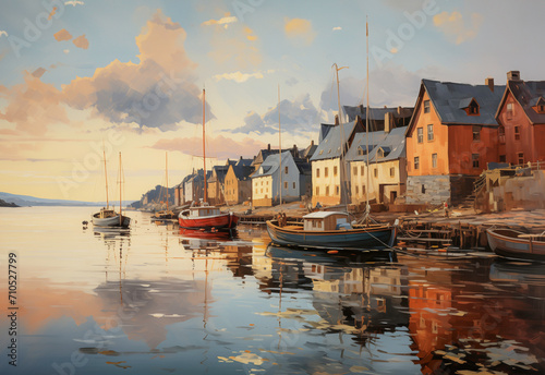 Small fishing port along the Norwegian coast