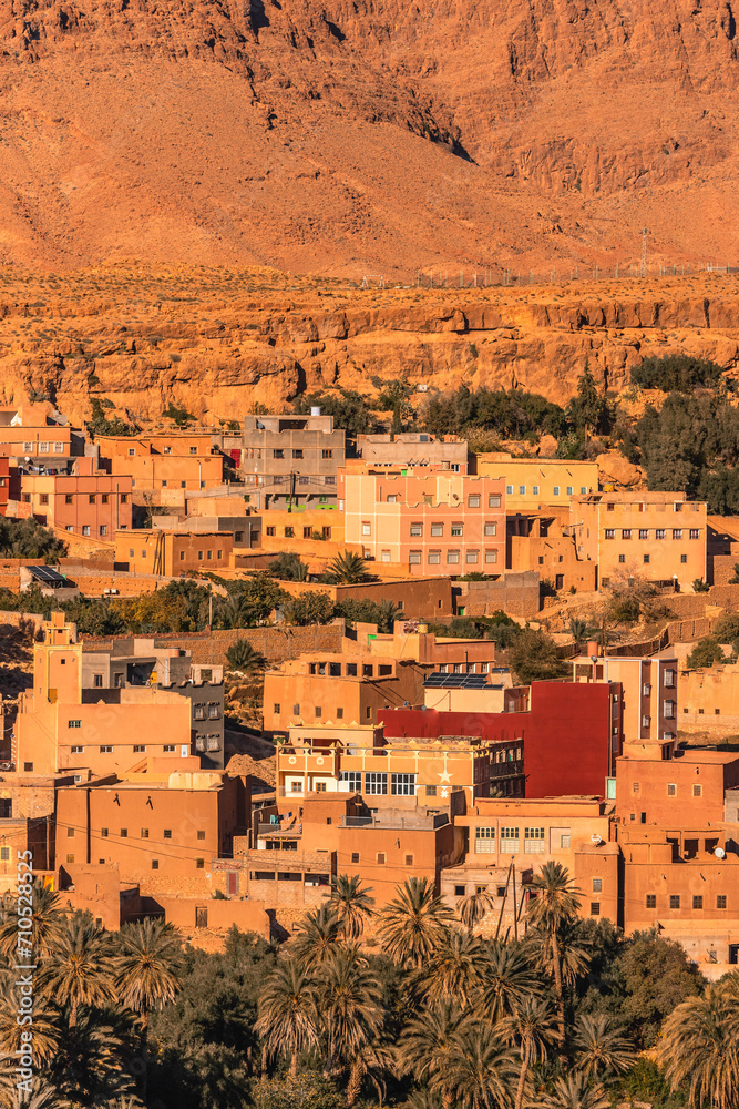 View of Berber Villages along the road on the High Atlas Mountains, Tinghir, Morocco. View of Berber Villages along the road on the High Atlas Mountains, Tinghir, Morocco.