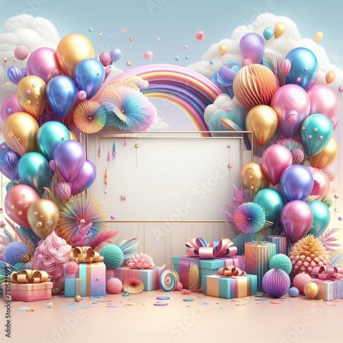 an eye-catching illustration of a vibrant balloons banner, perfect for adding joy and festivity to your designs with a playful and modern touch