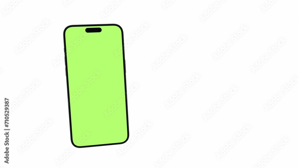 Mobile phone with blank green screen, front view, isolated on white background. For presentation on mockup screen 3D render Mobile phone with blank green screen, front view, isolated on white background. For presentation on mockup screen 3D render