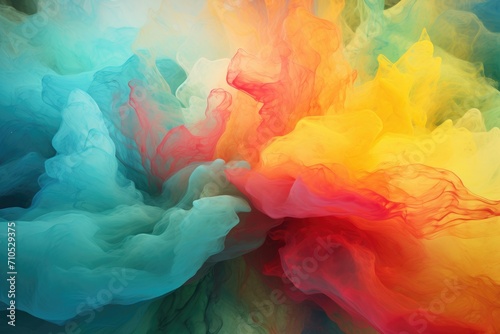A captivating image showcasing a colorful cloud of smoke in various vibrant shades, Abstract depiction of a nebula formation, AI Generated