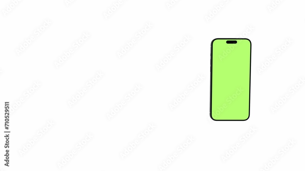 Mobile phone with blank green screen, front view, isolated on white background. For presentation on mockup screen 3D render Mobile phone with blank green screen, front view, isolated on white background. For presentation on mockup screen 3D render