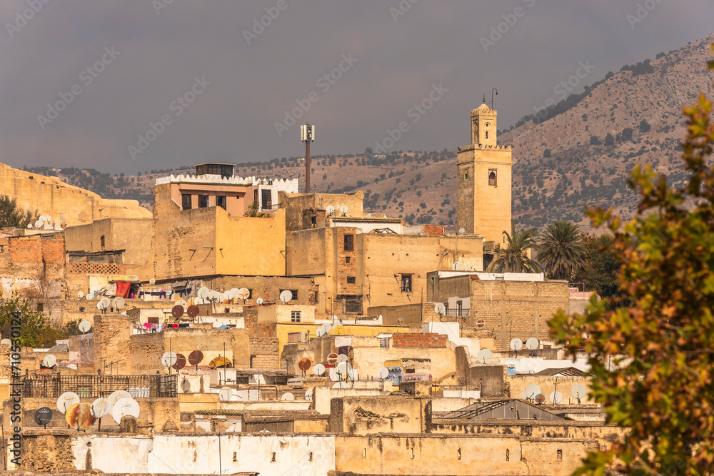 View of Fez El Bali, the historical old town and Medina of Fes, Morocco. View of Fez El Bali, the historical old town and Medina of Fes, Morocco.