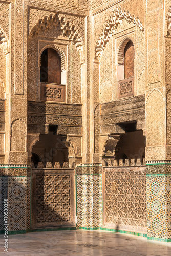 View of the Madrasa Bou Inania, an old Koranic school in Meknes Medina, Morocco. photo