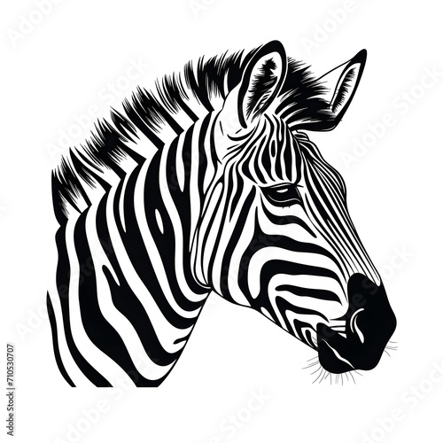a black and white drawing of a zebra