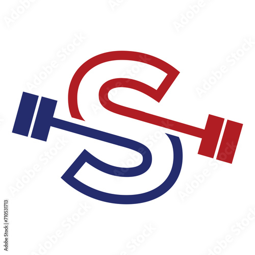 initial letter logo with barbell icon for graphic and web design