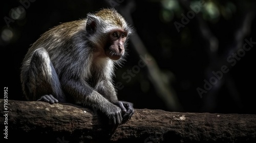 Japanese macaque sitting on a tree