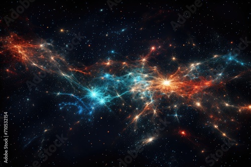A mesmerizing sight of a large cluster of stars illuminating the dark night sky, An abstract star map depicting the vastness of the digital universe, AI Generated